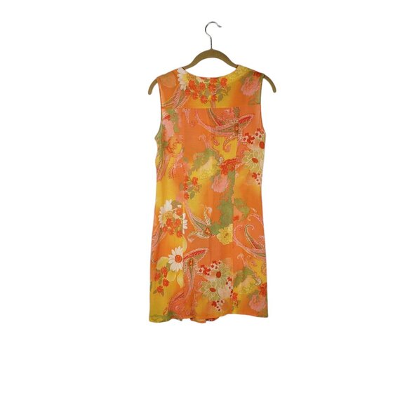 La Perla Anna Club Button Up Tunic Coverup Orange Hippy Floral Paisley Size 44 - Picture 2 of 6